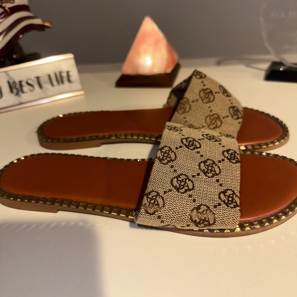 Tan Slide Sandals